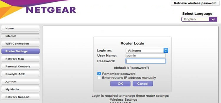 Logging in to the Netgear router using routerlogin.net